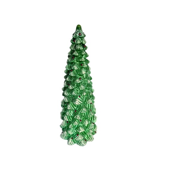 Metallic Green Christmas Tree Candle Vintage Holiday Decor Retro Holiday Decor - Picture 9 of 16